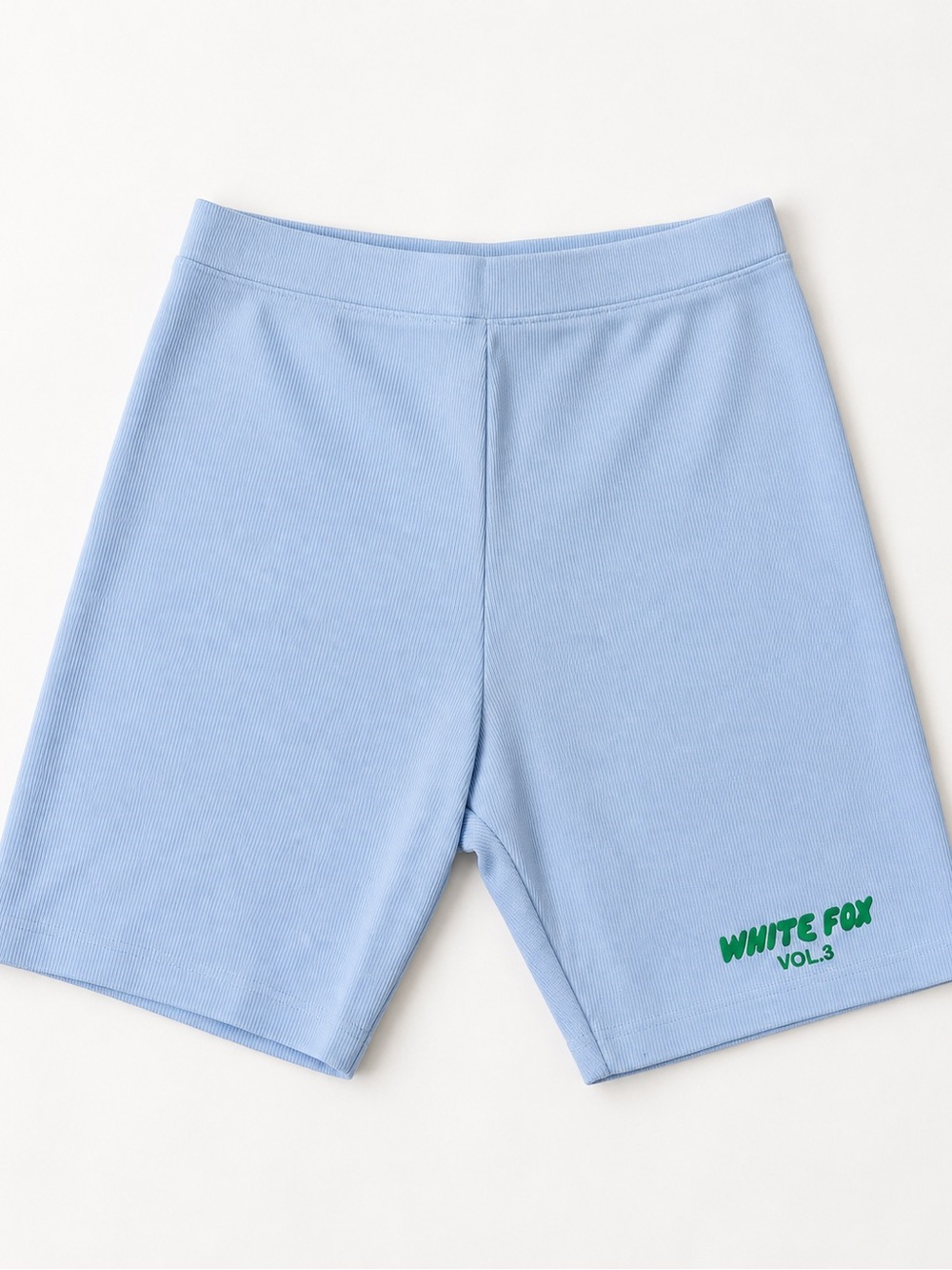 White Fox Light Blue Seamless ribbed Biker Shorts